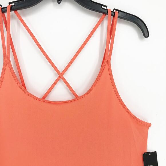 ID IDEOLOGY Women's Strappy Workout Tank Top Large Peach Orange Tech Knit NWT - Picture 3 of 10